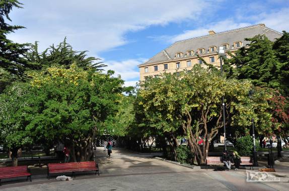 Plaza Muñoz Gamero, no centro de Punta Arenas, no sul do Chile